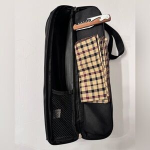 Picnic At Ascot Black 2 Compartment Insulated Wine Tote